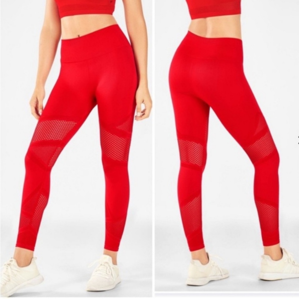 EUC FABLETICS red perforated leggings